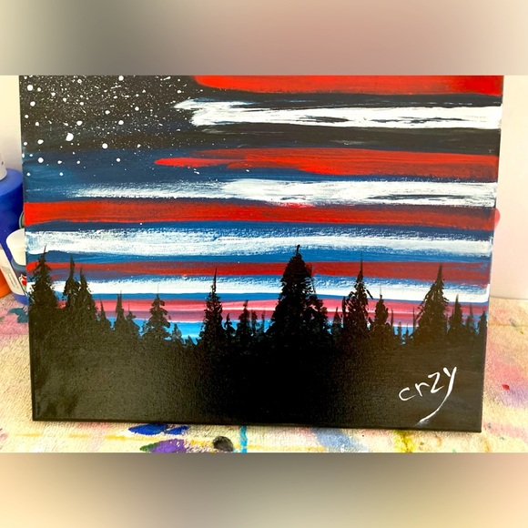 New - Original acrylic painting. God bless the USA.  11 x 14 - Picture 1 of 1